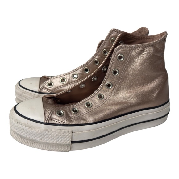 Women's Chuck Taylor All Star Lift Metallic Leather High Top SZ 8 562773C - Picture 10 of 12